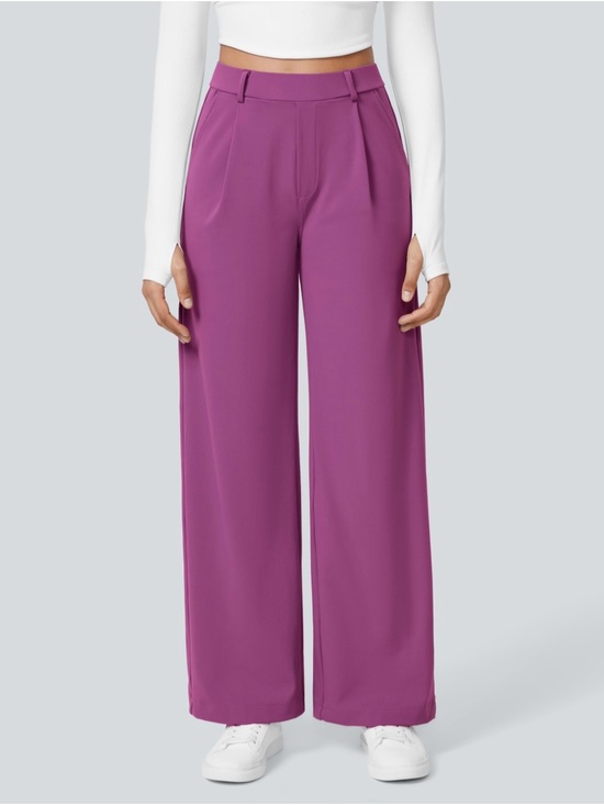 HALARA Pants - HALARA Day-stretch Wide-Leg High-Waist Pants in Magenta Purple